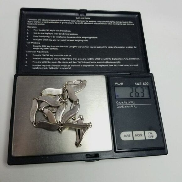 Vintage Sterling Silver Black and White Enamel Wavy Link Chain Necklace 16 Inch - Picture 6 of 9